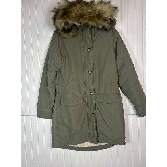 Abercrombie & Fitch sherpa lined military parka! Olive green Sz M - Picture 11 of 11